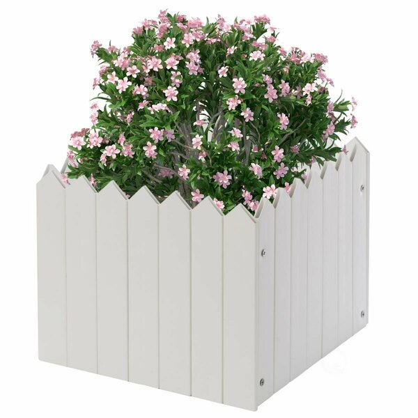 Invernaculo 8.5 x 10.5 x 10.5 in. Square Traditional Fence Design Vinyl Planter Box White IN3171993